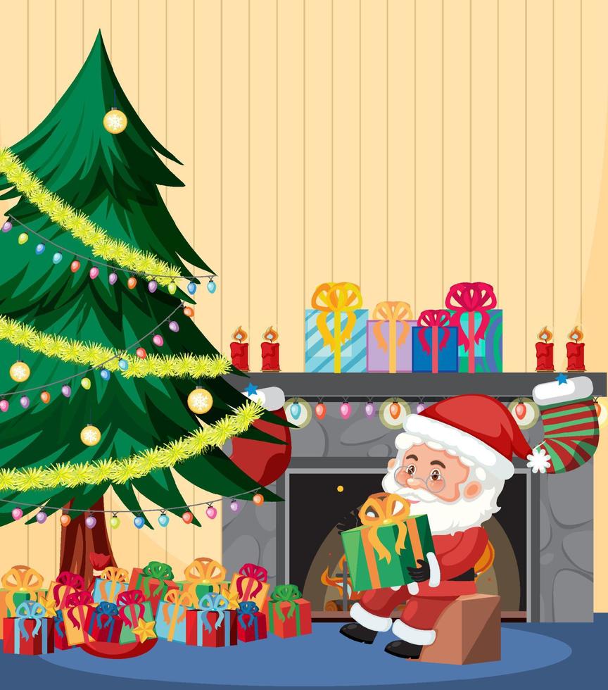 Christmas theme with Santa and presents vector