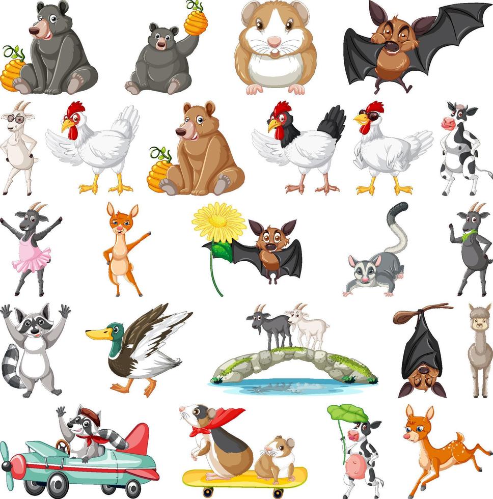 conjunto de diferentes niños de animales vector