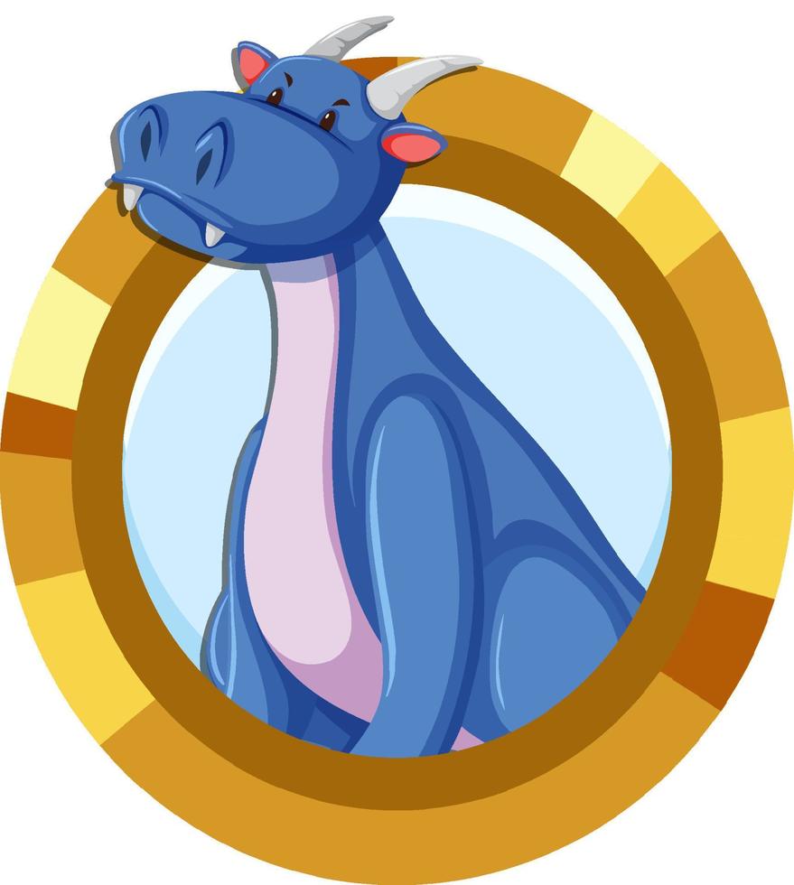 Cute blue dragon cartoon character vector