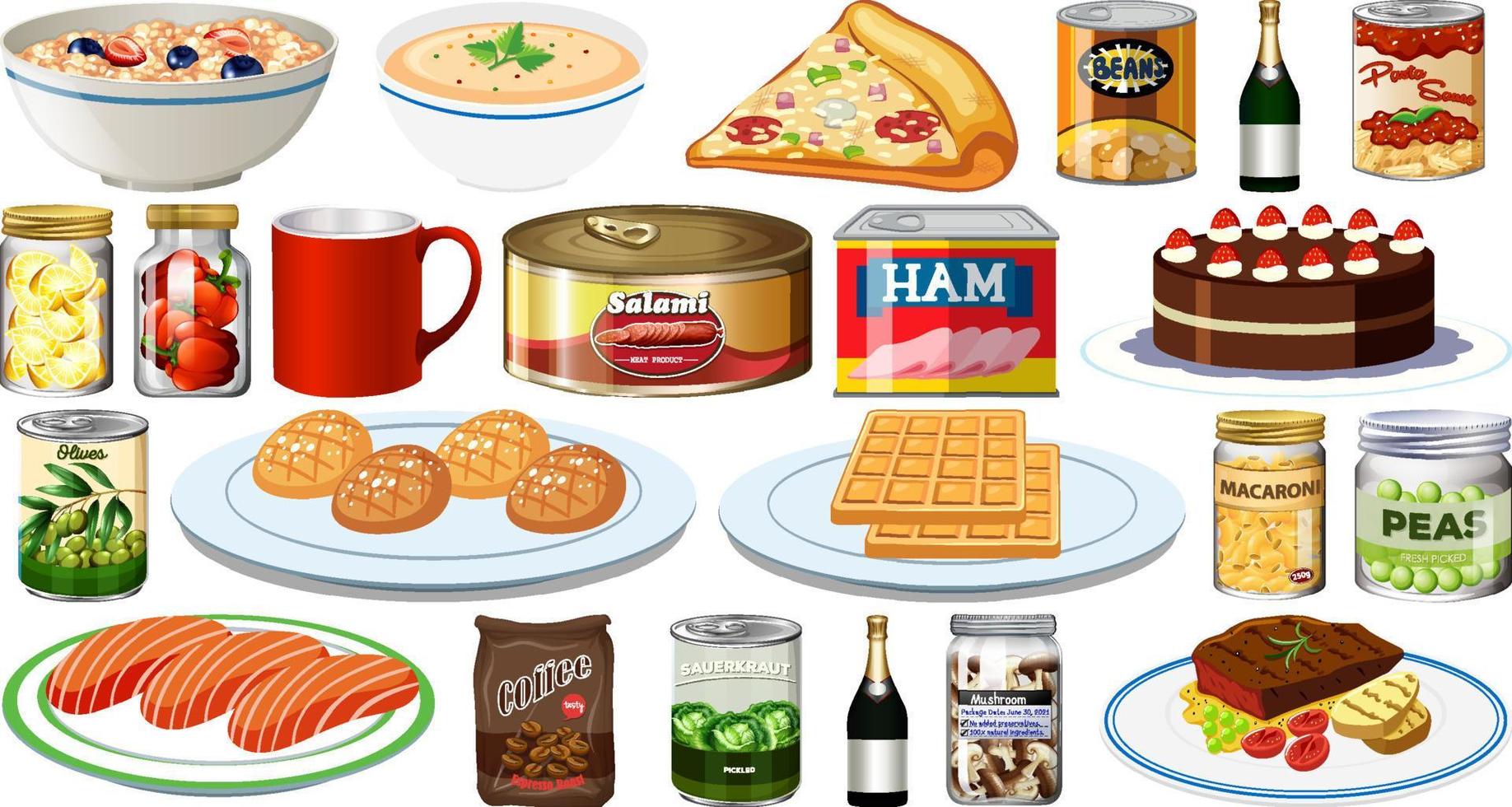 Set of different foods vector