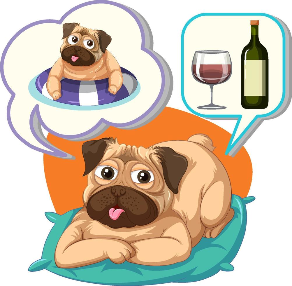 Speech bubble with dog and wine vector