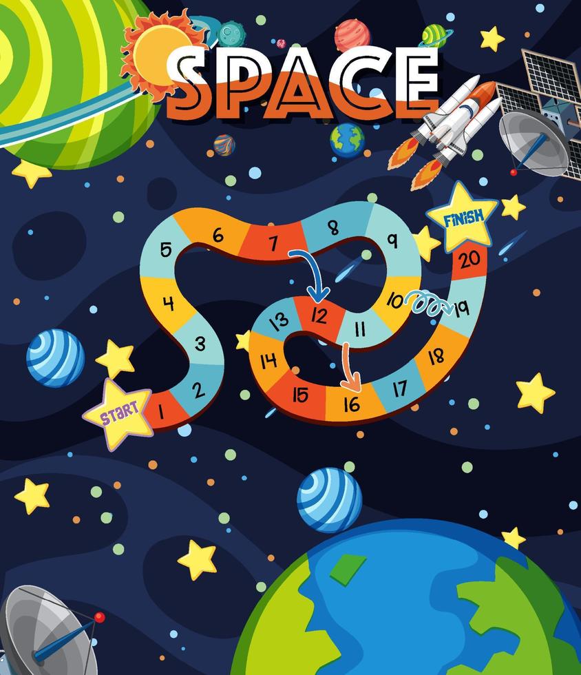 plantilla de juego con fondo de tema espacial vector