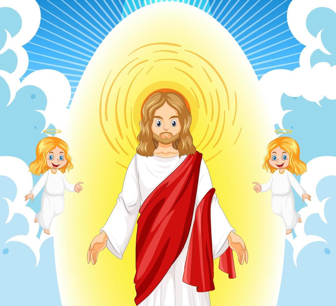 jesucristo en estilo de dibujos animados vector