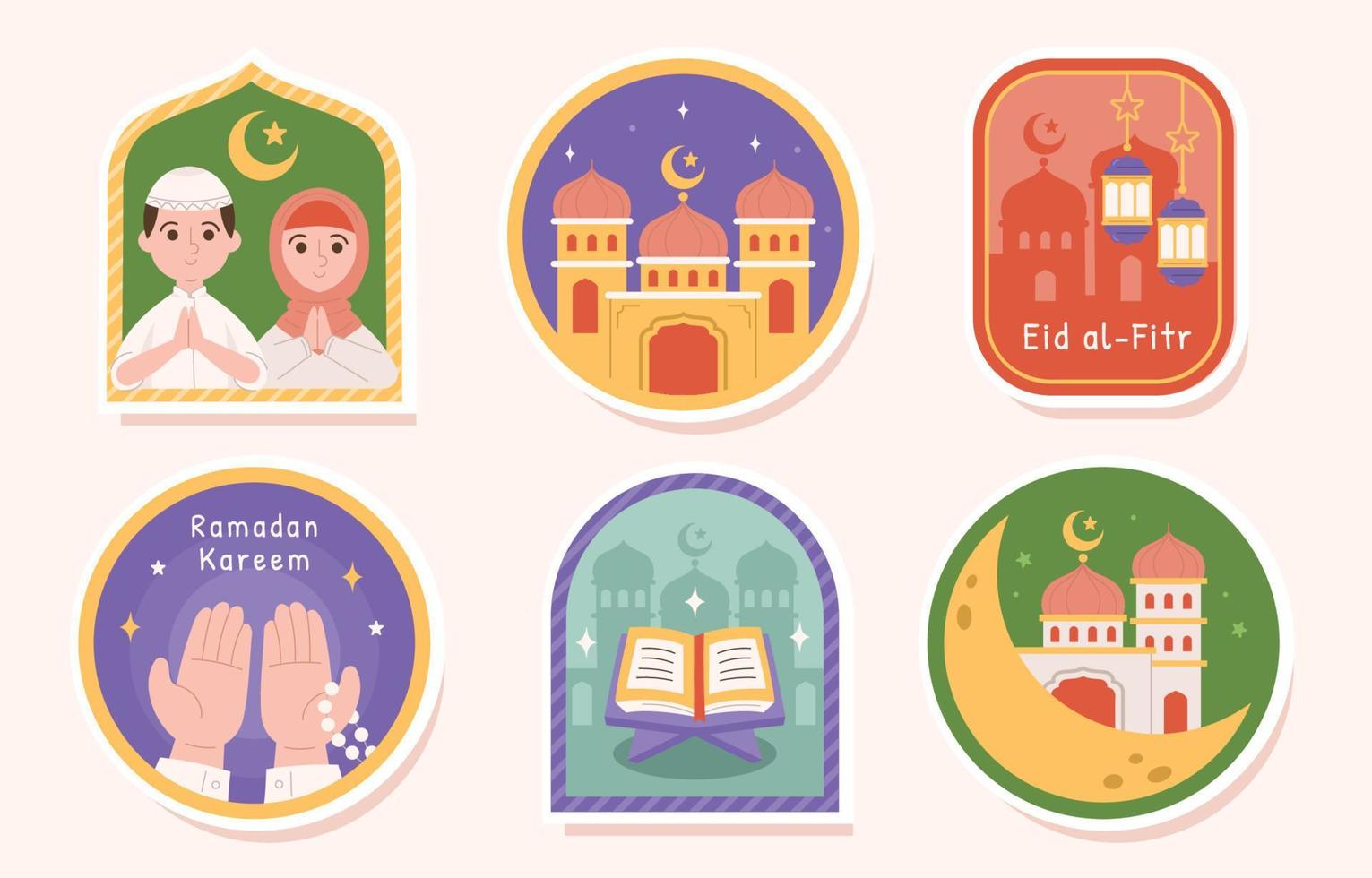 Ramadan Celebration Label Stickers vector