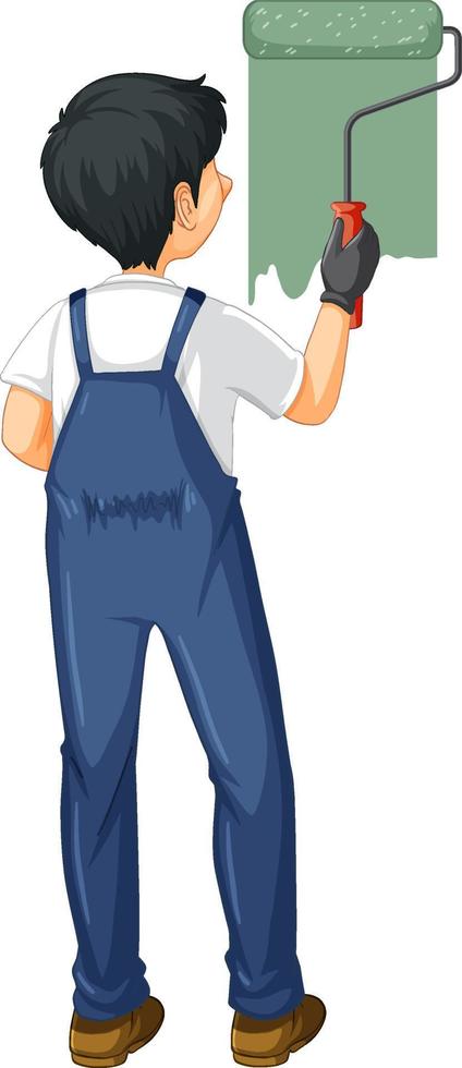 Back of painter construction worker vector