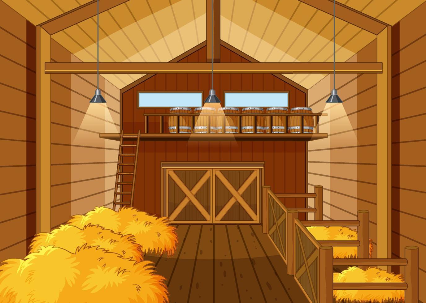 Scene inside the barn vector