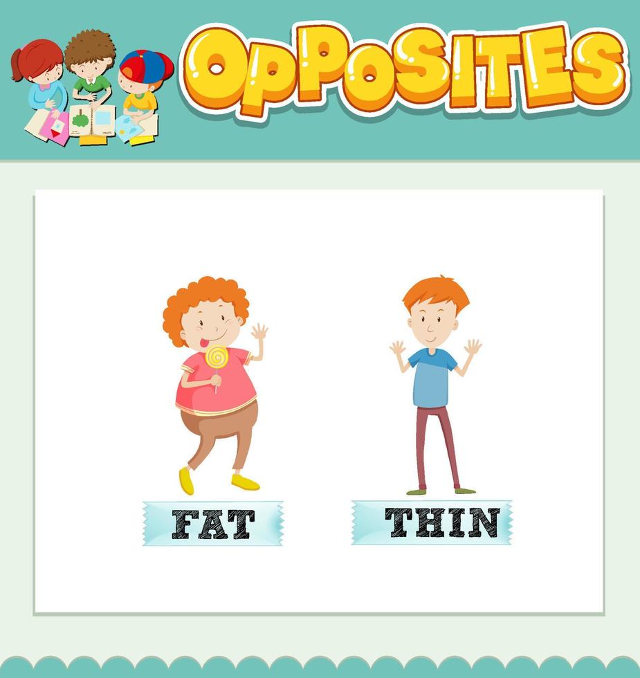 Opposite words for fat and thin 7190846 Vector Art at Vecteezy Opposite words for fat and thin 7190846 Vector Art at Vecteezy