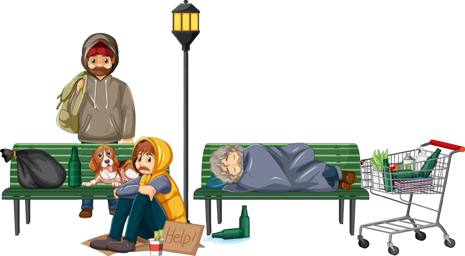 Homeless people in the city vector
