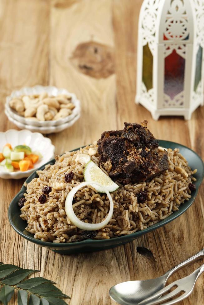 Mutton biryani Chicken biryani Spicy Indian Malabar biryani Hyderabadi biryani, Dum Biriyani pulao clay pot Kerala India Sri Lanka Pakistan basmati rice mixed rice dish meat curry Ramadan Kareem photo