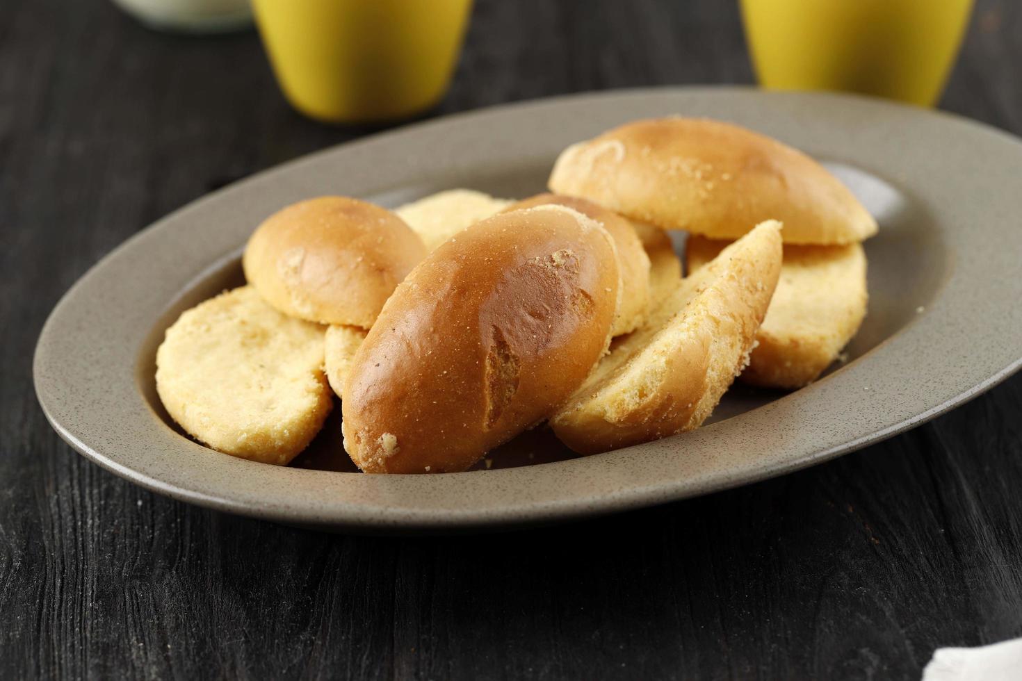 Roti Bagelen, Sweet Crispy Dried Bread with Butter and Sugar Topping. photo