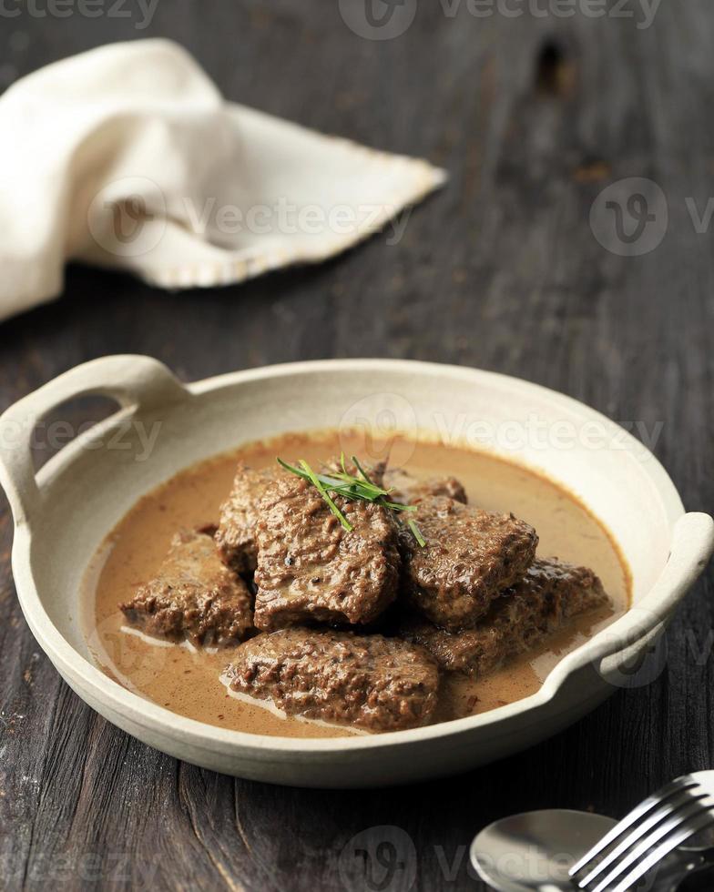 Lapis Daging, Sweet Beef Stew from East Java. Made from Boiled Beef Season with Soy Sauce. photo