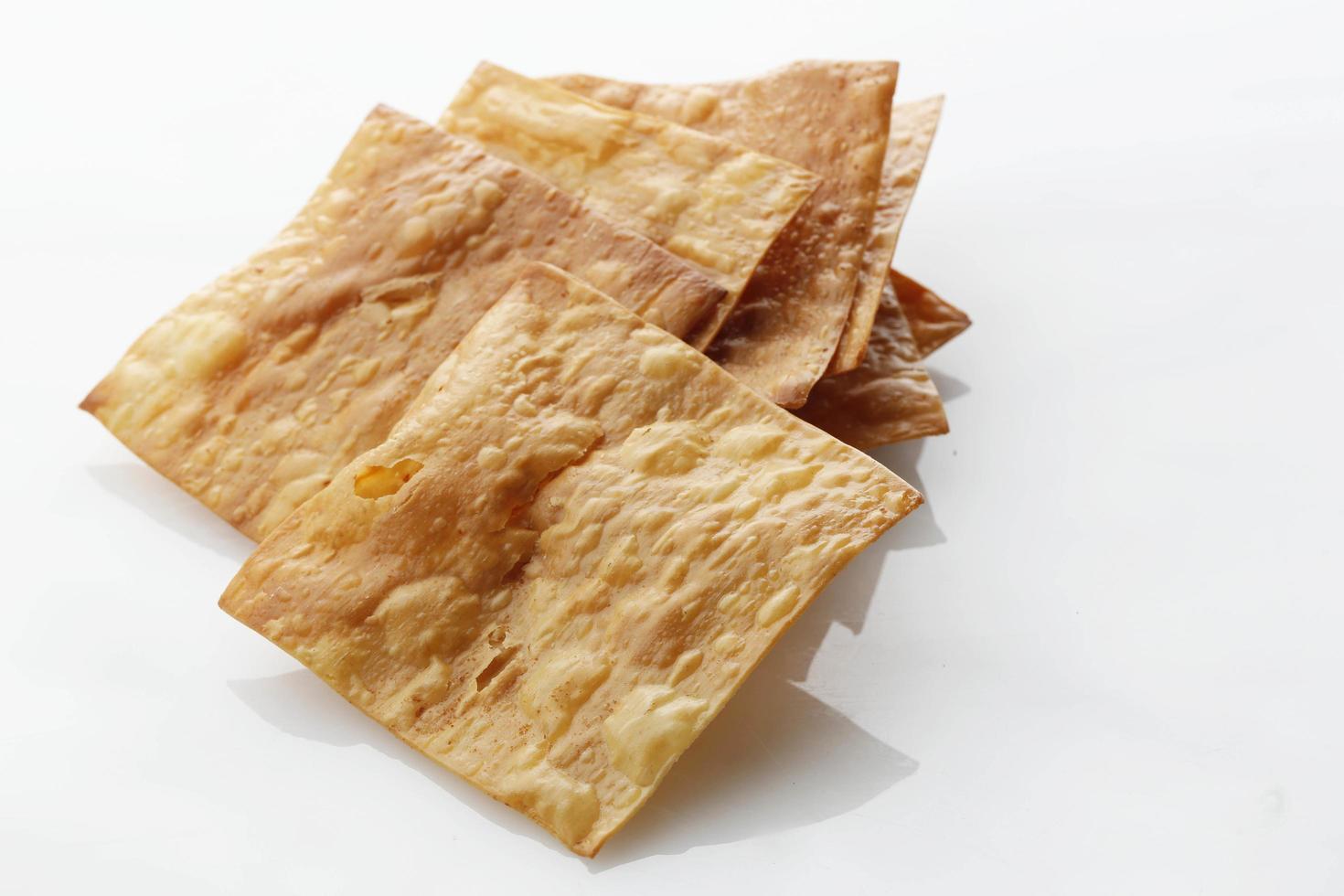 Deep Fried WOnton Sheet Isolated on White Background photo