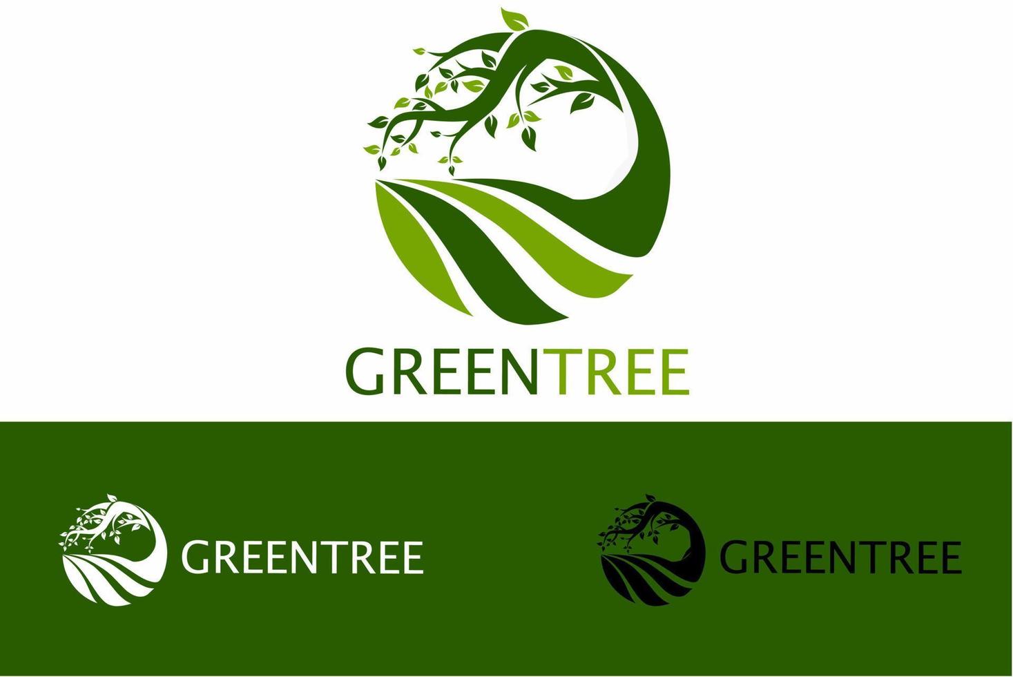 Green tree logo design vector