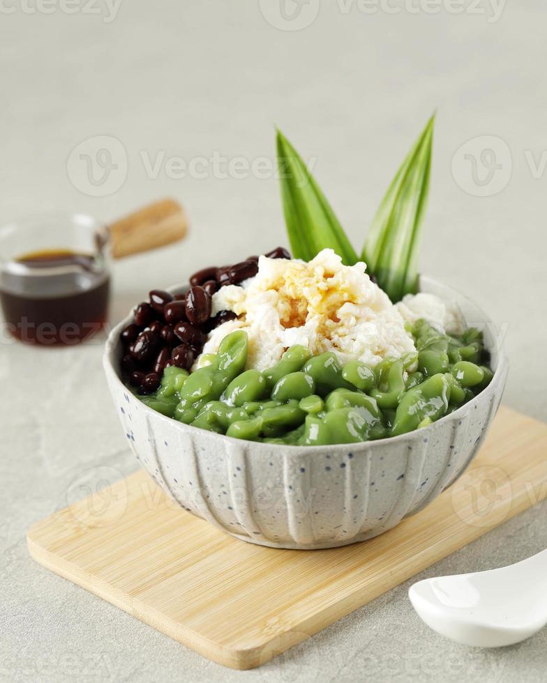 Malaysian Desserts Called Cendol. Cendol is Made From Crushed Ice Cubes, Red Bean. photo