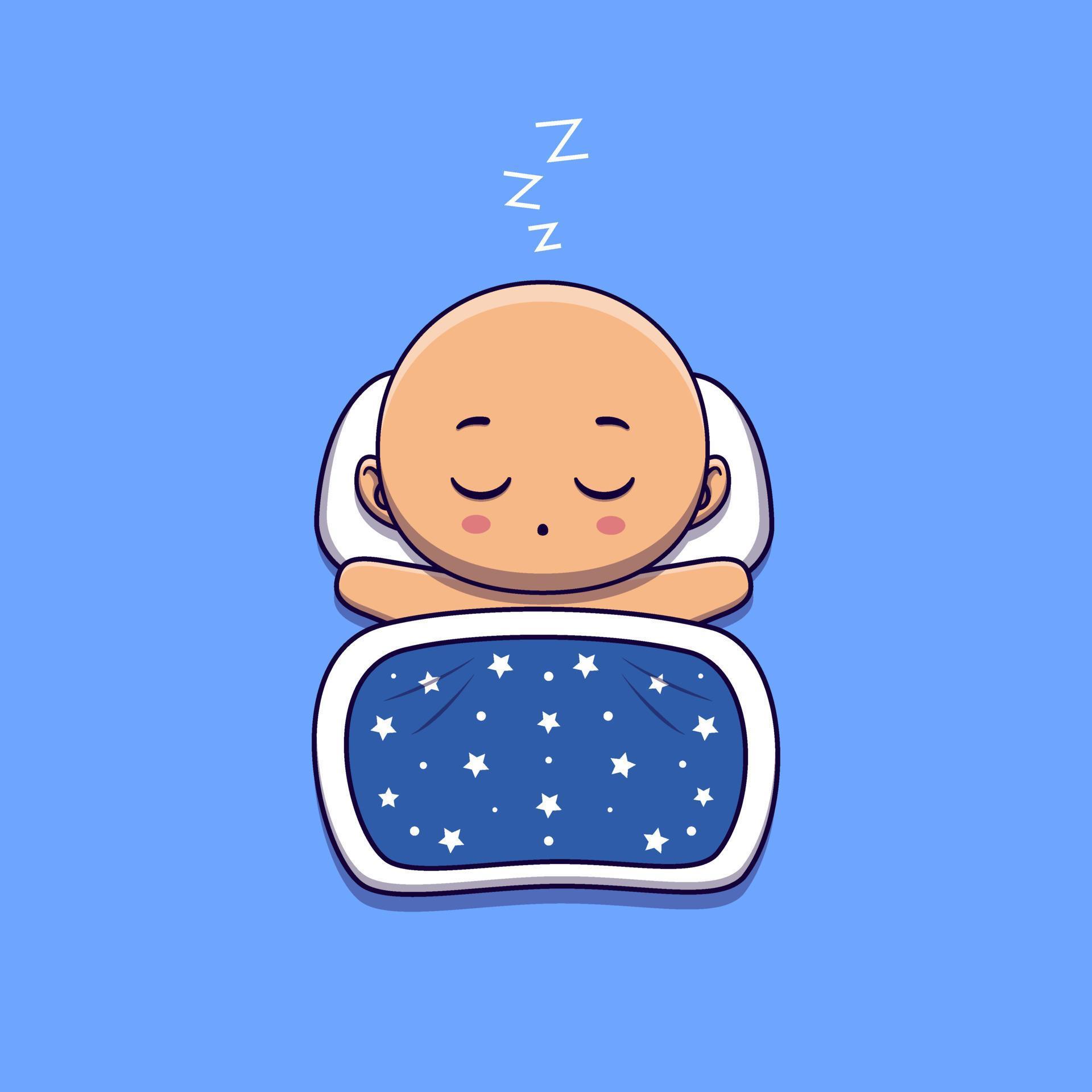 cute baby sleeping with pillow and blanket 7191500 Vector Art at Vecteezy
