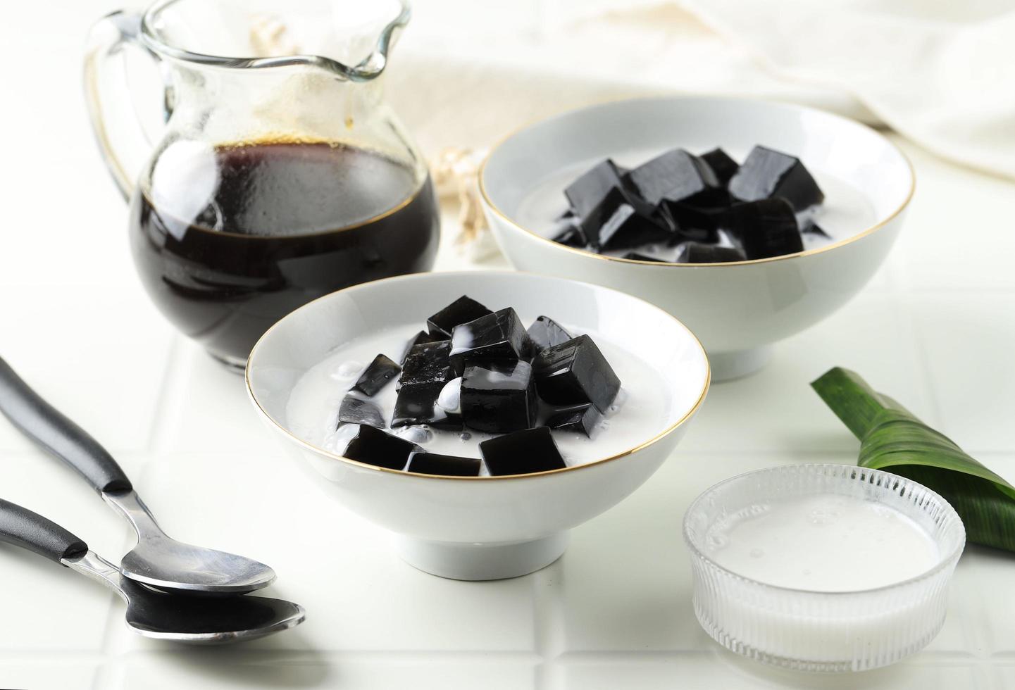 Es Cincau Hitam or Black Grass Jelly Cincau Hitam photo