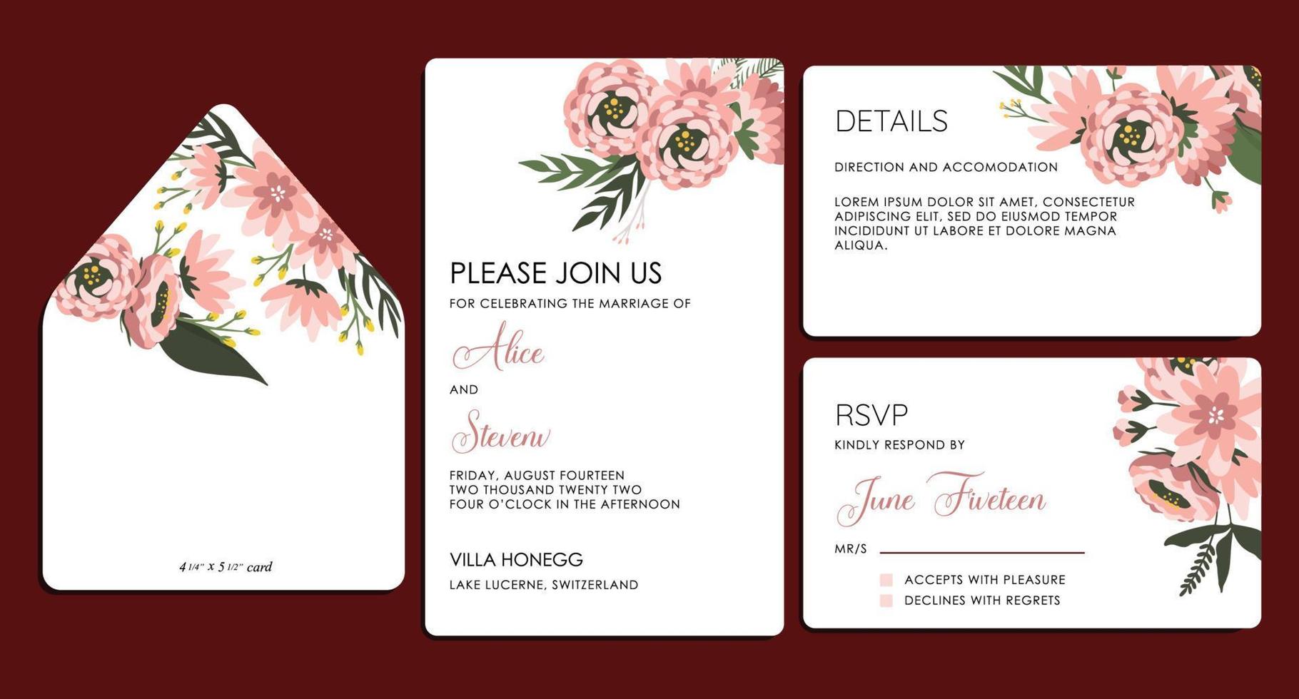 Wedding Invitation Set vector