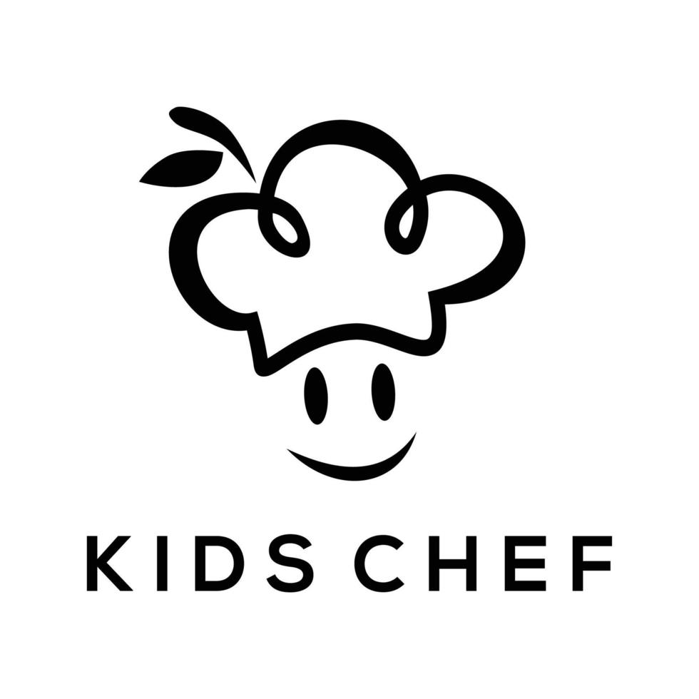 logotipo de chef con vector de diseño simple, icono de niños y logotipo de chef, elemento de diseño para logotipo, afiche, tarjeta, pancarta, emblema, camiseta. ilustración vectorial