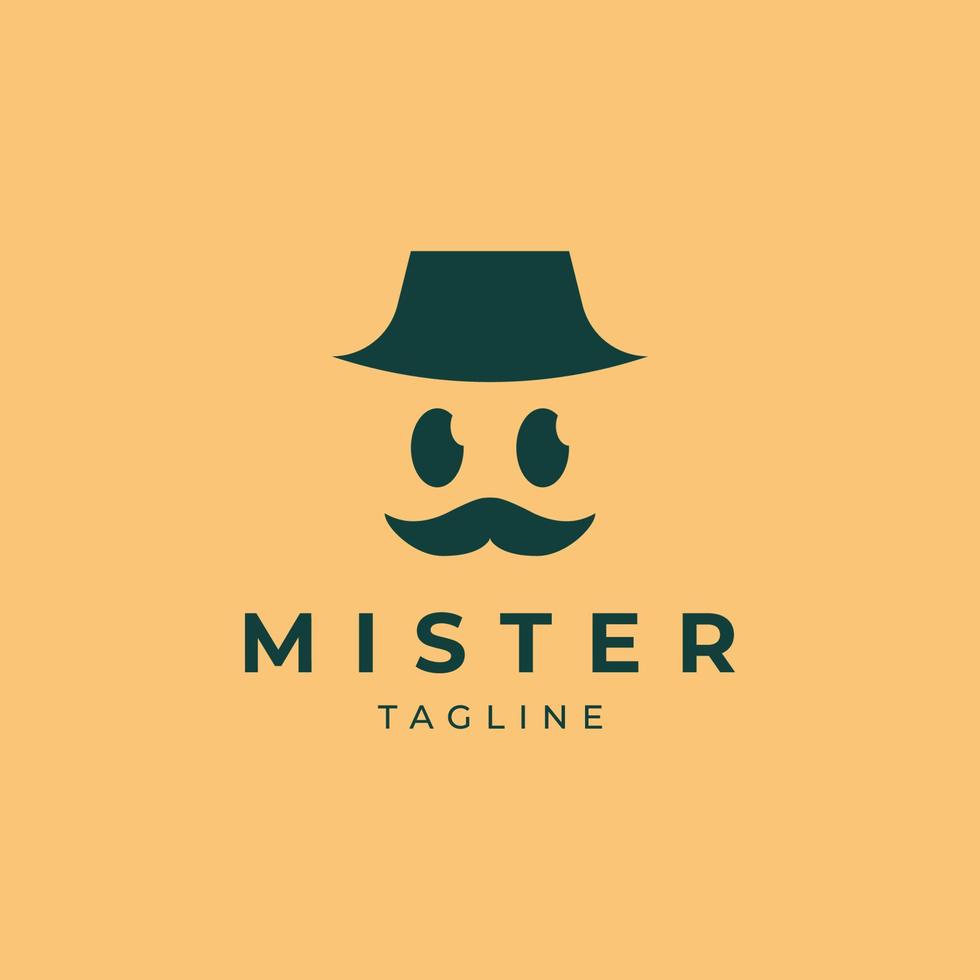 Gentleman logo. Unknown man with a mustache and hat. vector