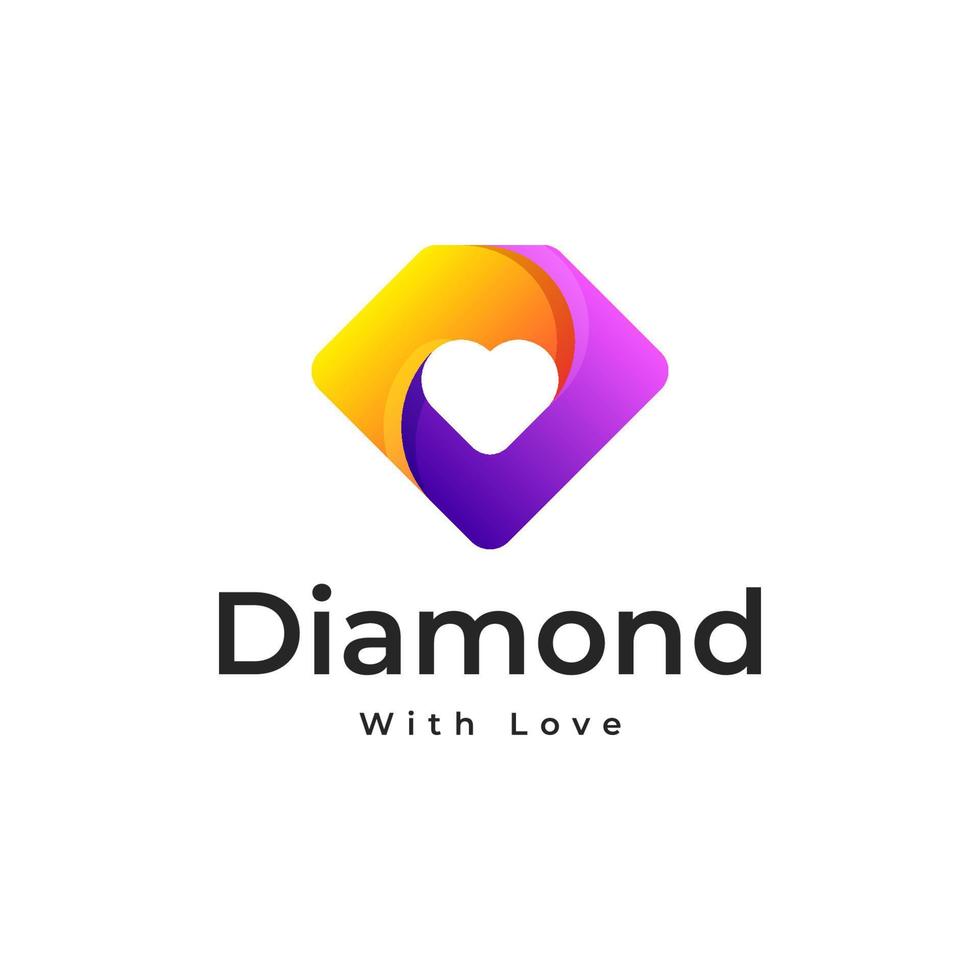 Diamond Love Jewellery gradient colorful Logo Vector Design.