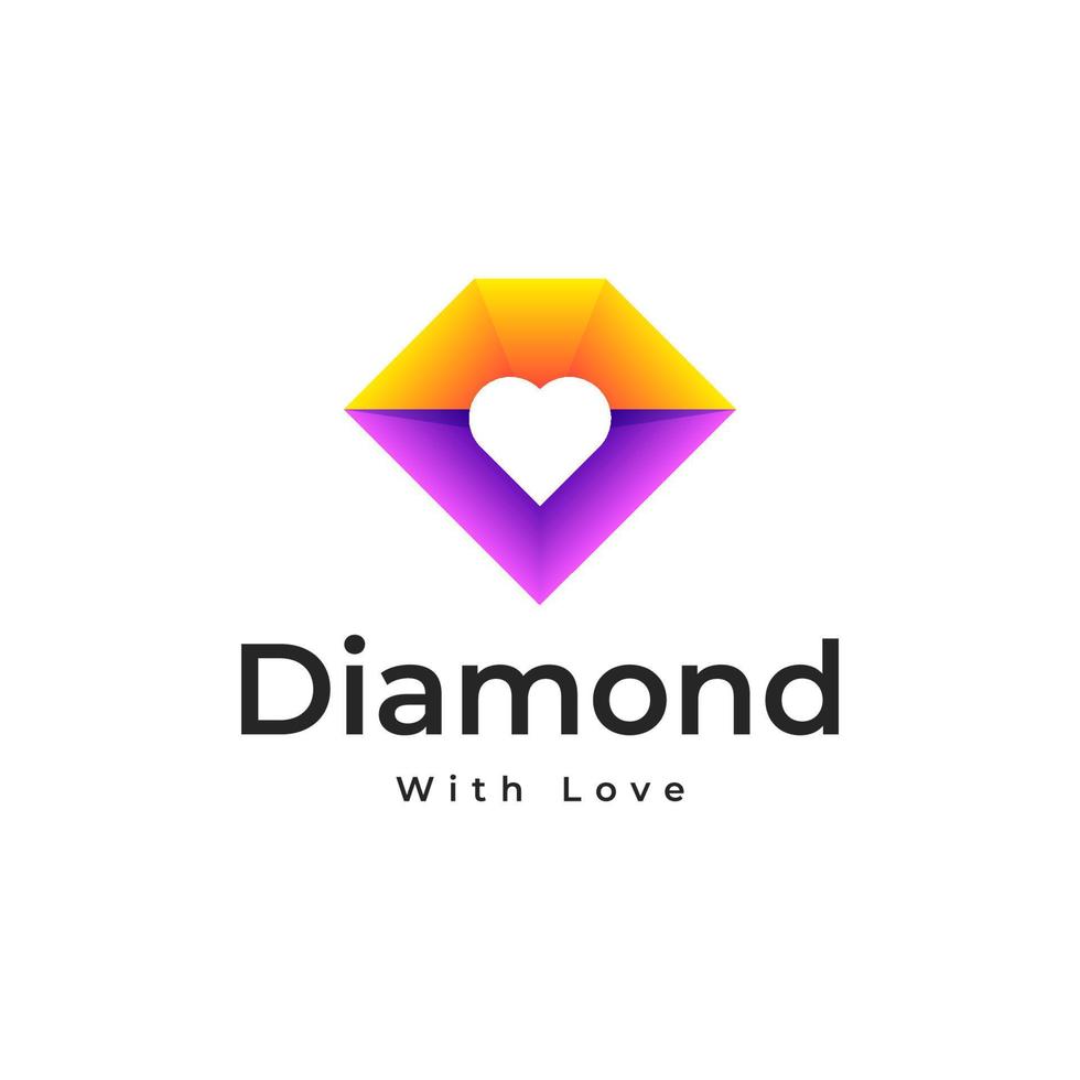Diamond Love Jewellery gradient colorful Logo Vector Design.