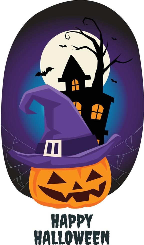 celebración de halloween con muy buena ilustración de calabazas y casa embrujada vector