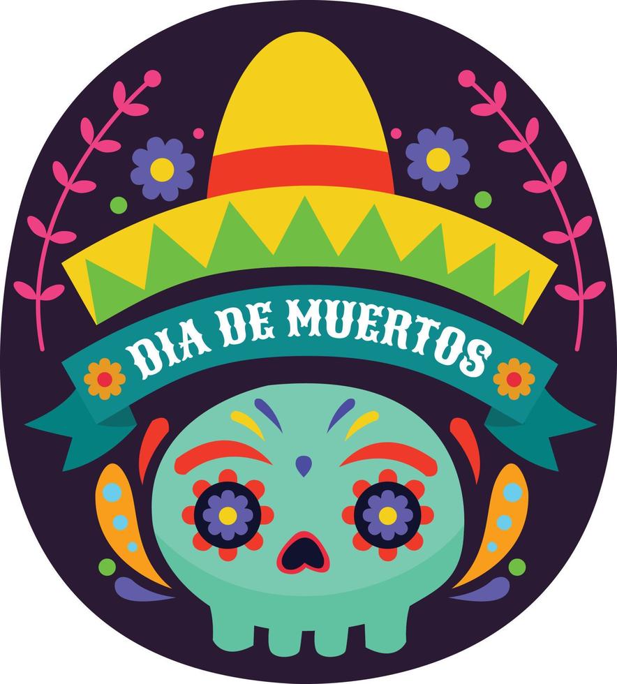 diseño plano de dia de muertos con ilustraciones coloridas vector