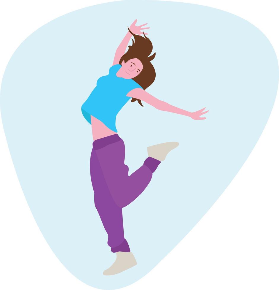 Teenage girl dancing modern dance on white background vector