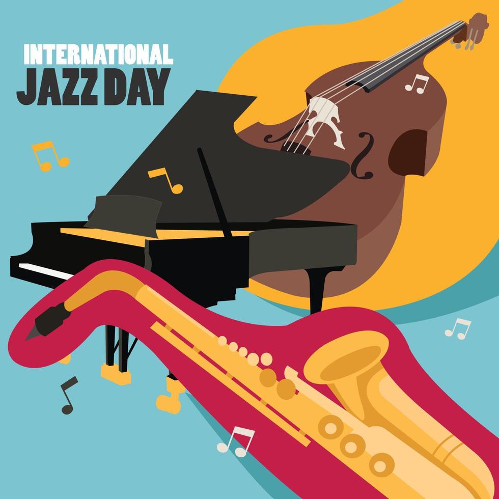 ilustración de equipos de música de jazz en celebración del día mundial del jazz vector