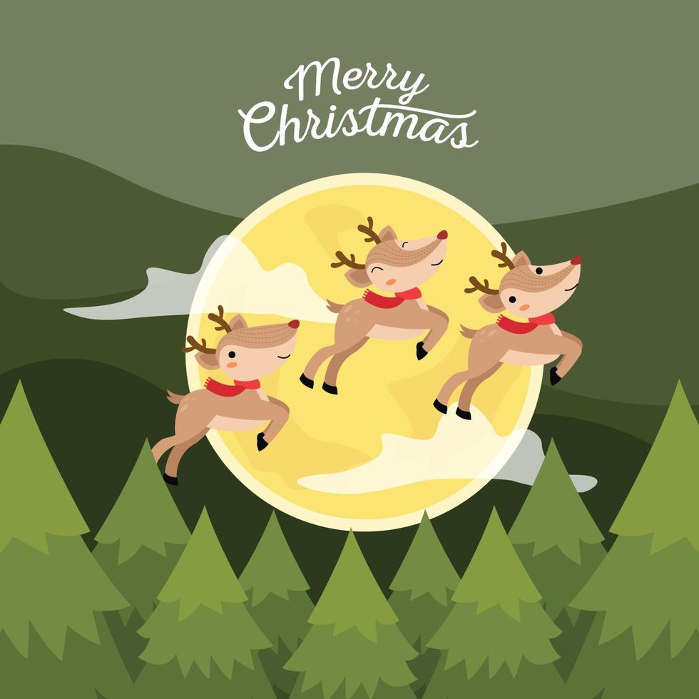 Merry christmas concept with reindeer and santa claus in christmas celebration vector