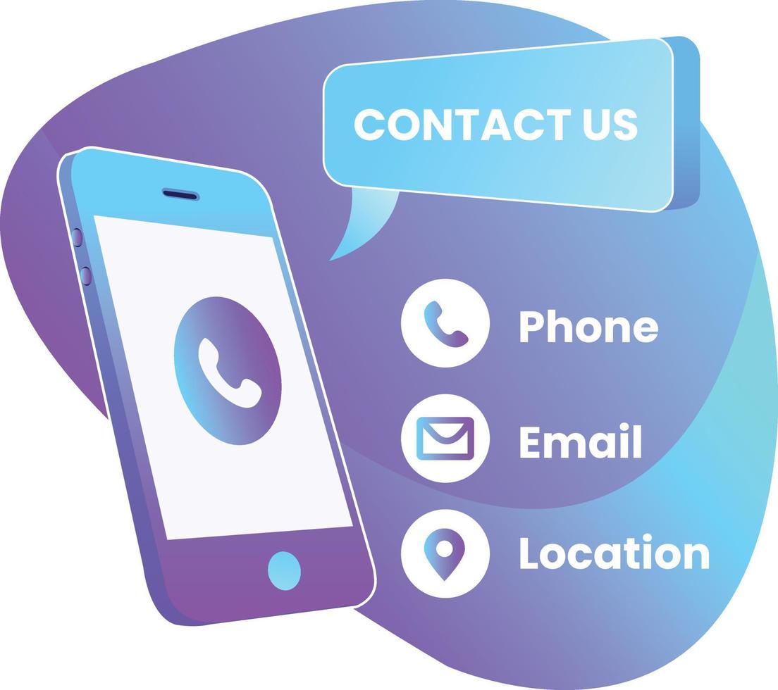 Contact us concept with smartphone illustration and several other options vector