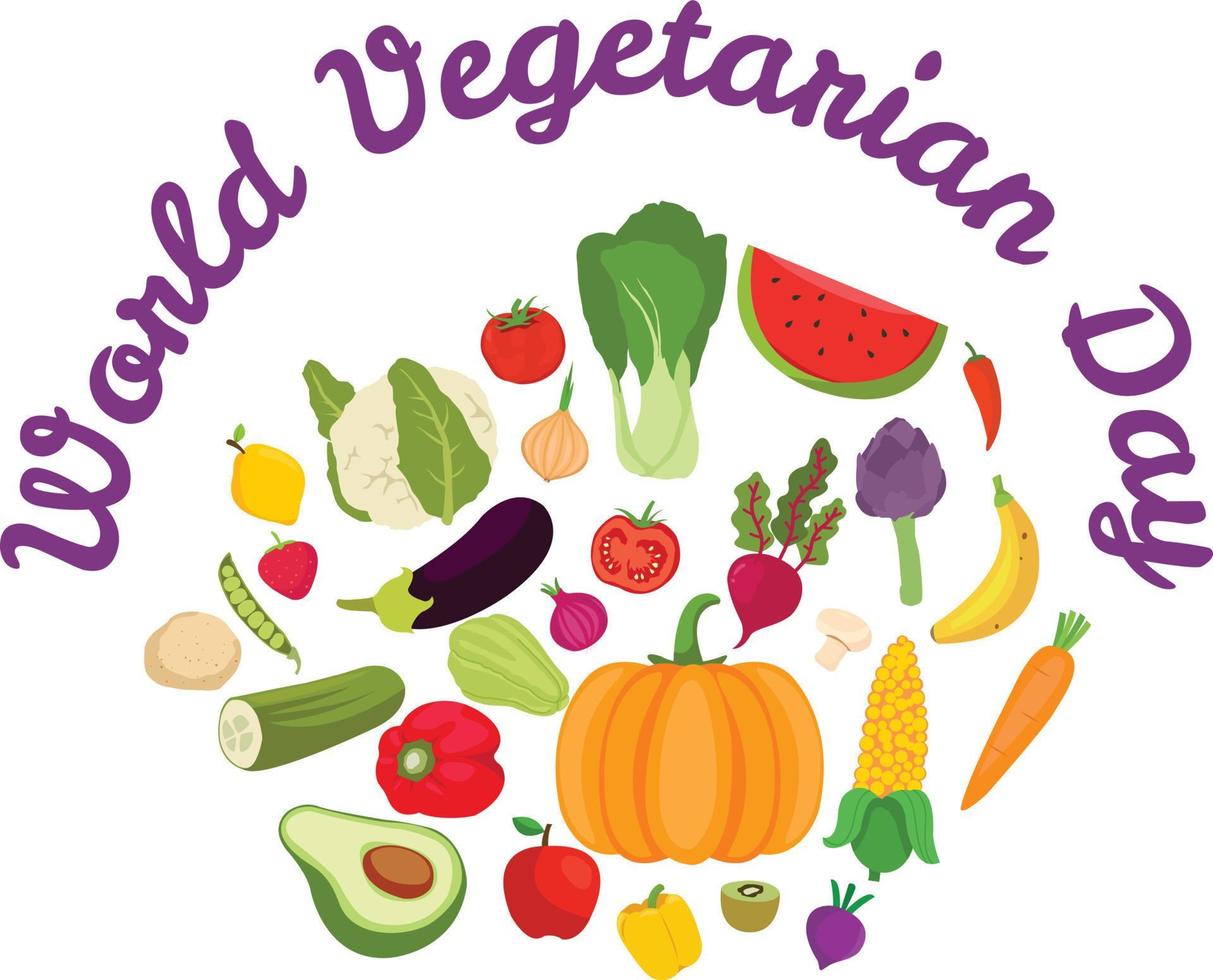 World vegetarian day concept isolated on white background vector