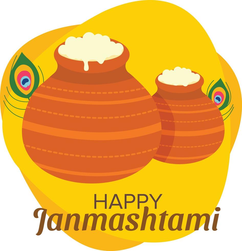 Happy janmashtami concept with attractive illustrations and colors vector