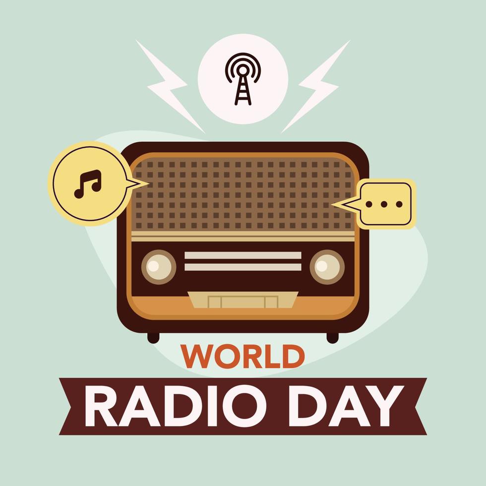 celebración del día mundial de la radio con hermosa ilustración en color de la radio antigua vector