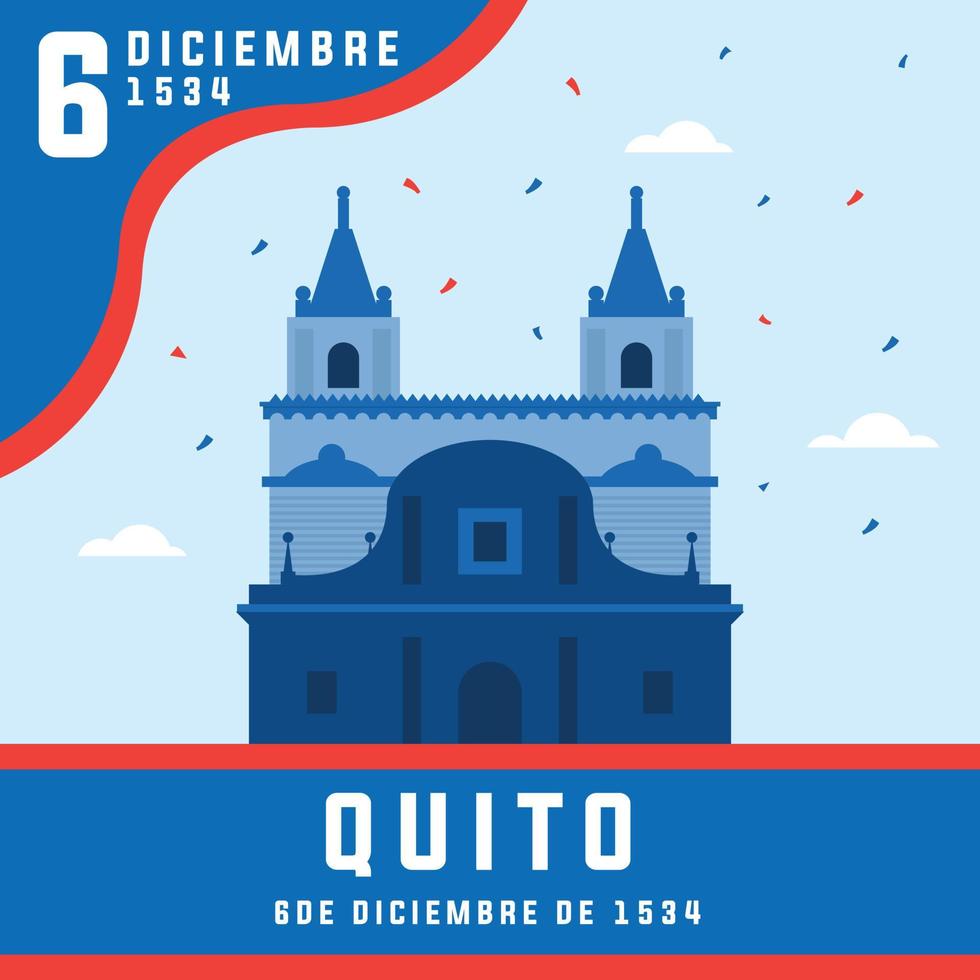 Fundacion de quito on 6 December. Celebration with exquisite graphic content vector
