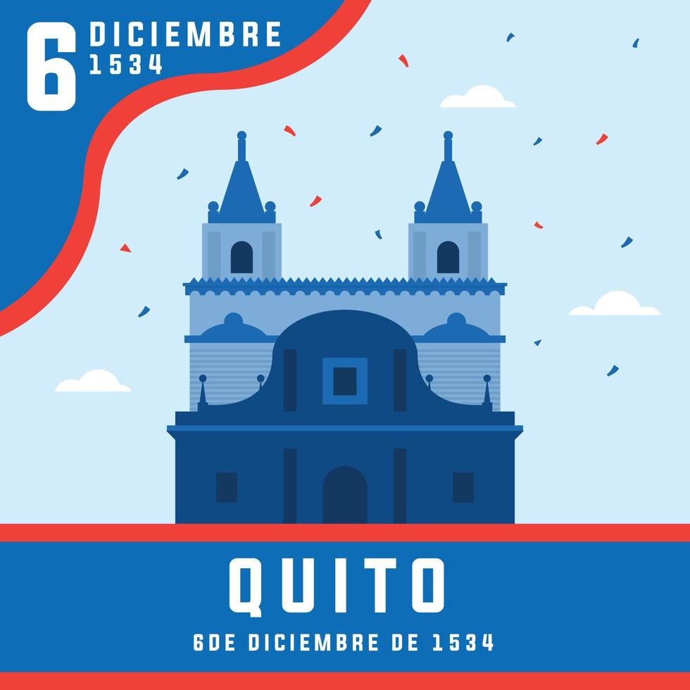 fundación de quito el 6 de diciembre. celebración con exquisito contenido gráfico vector