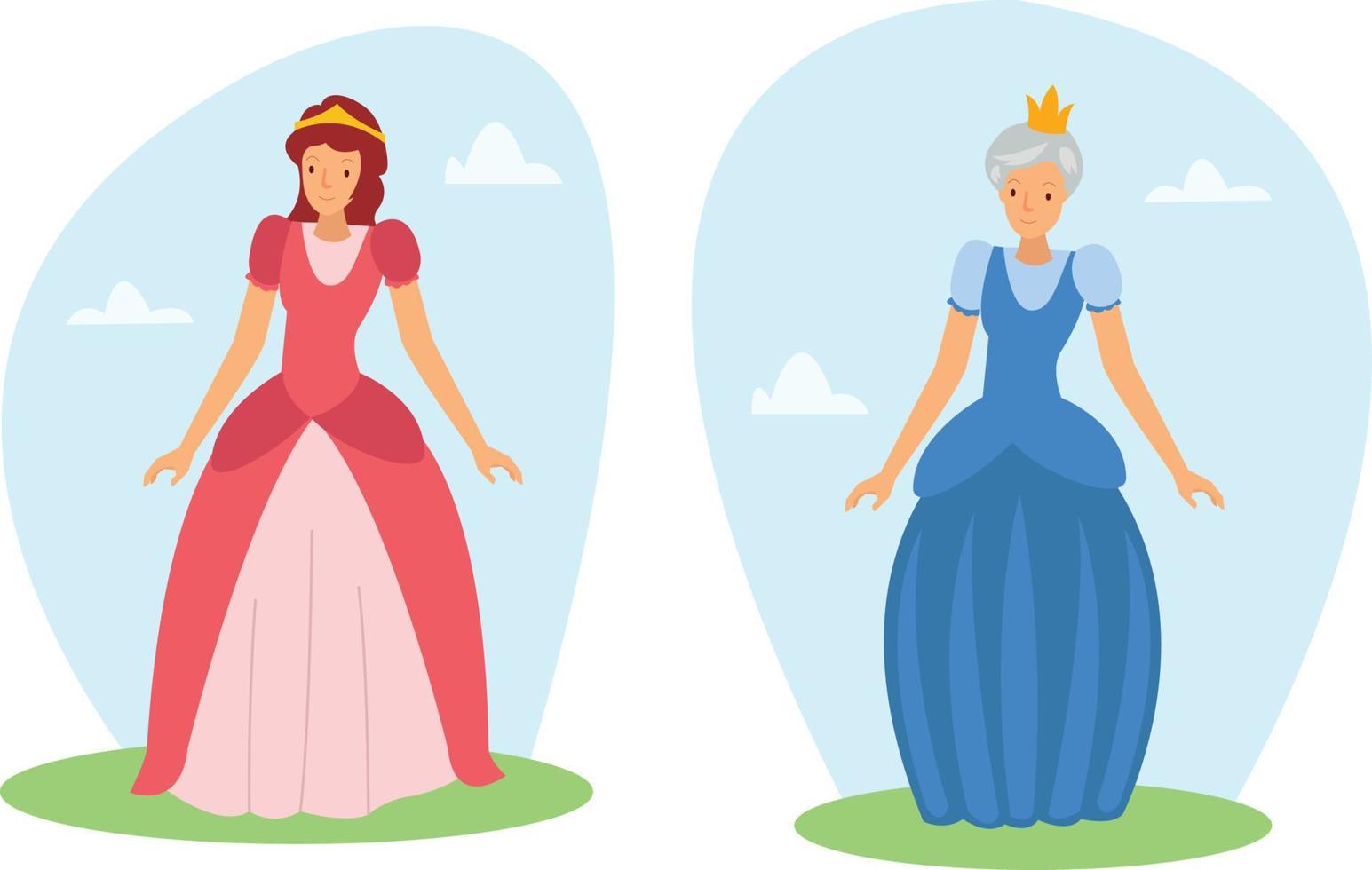 The queen character in a fairy tale wears a very luxurious outfit vector