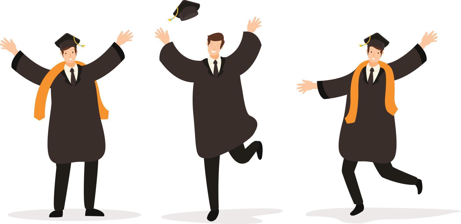 A group of graduates who successfully graduated from university vector
