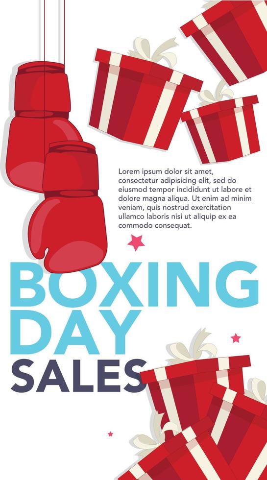 Boxing day banner with boxing gloves and a gift for sale vector