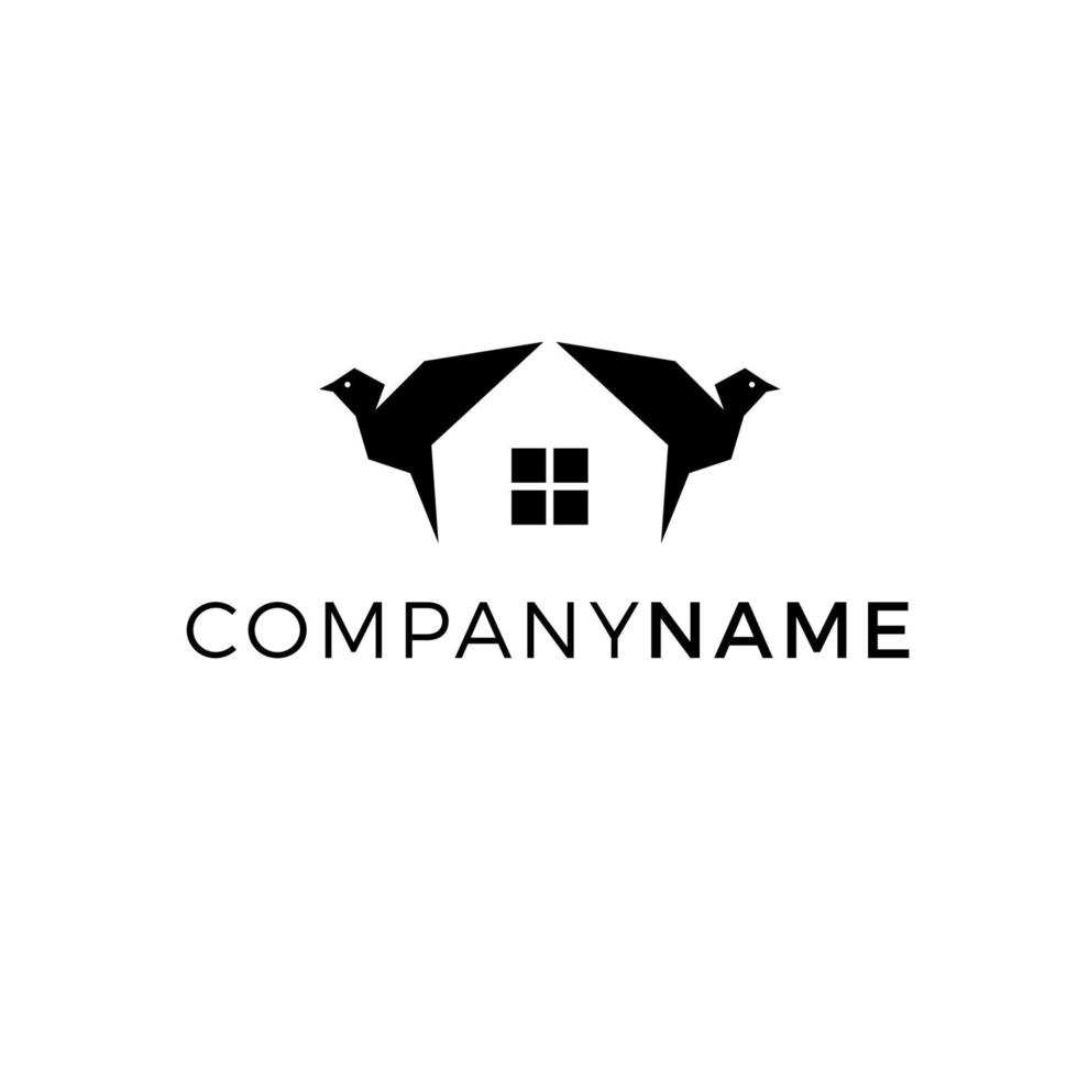 bird house logo building vector
