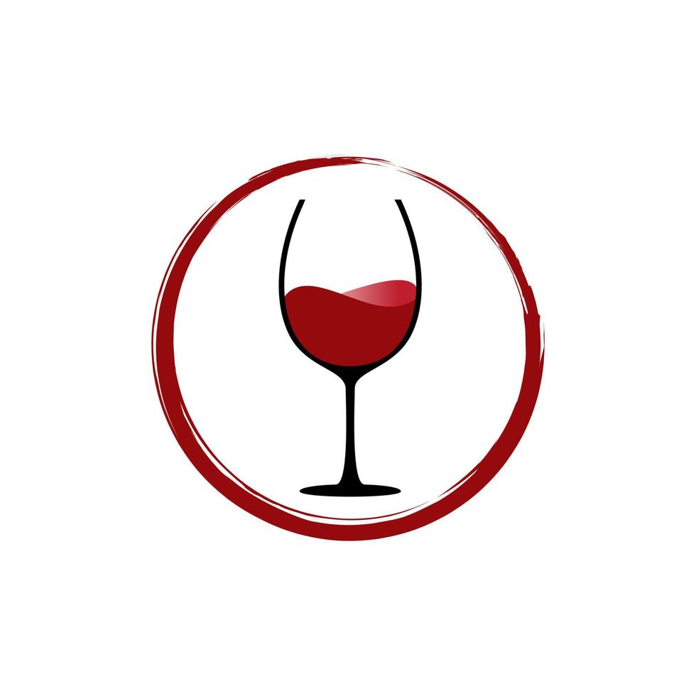 circle wine glass red color vector