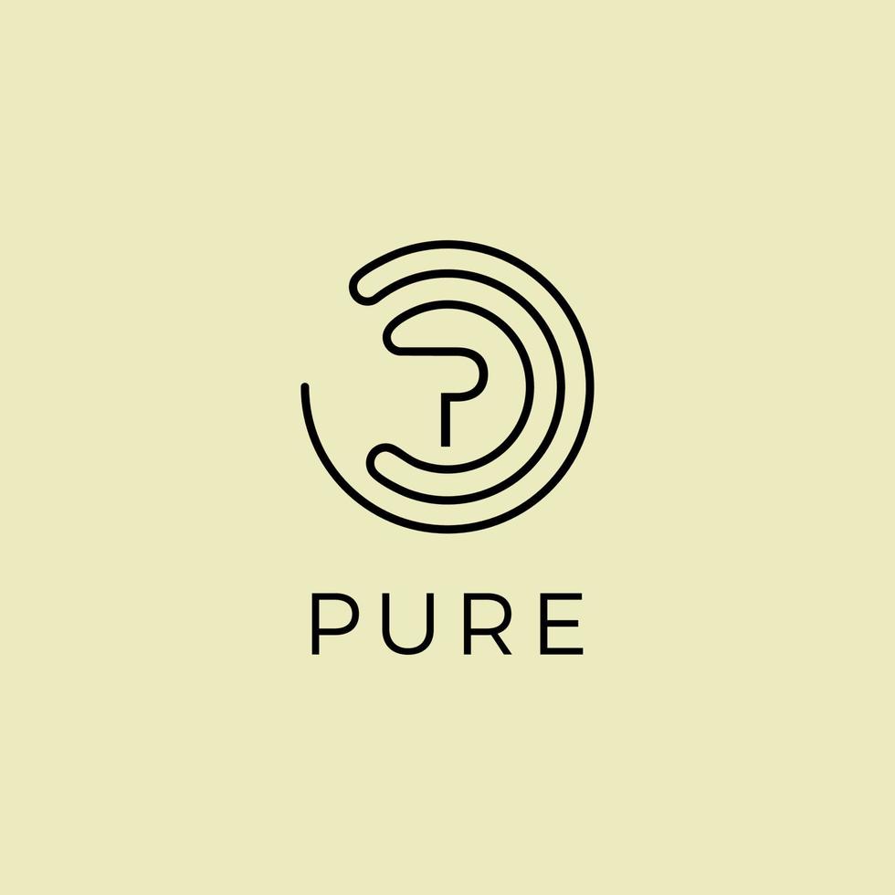 letter p monogram logo with circle line vector