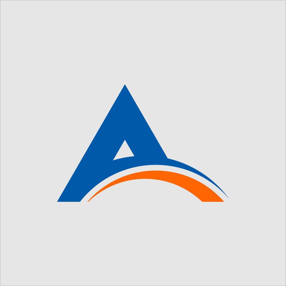 stylist letter A logo with blue and orange color vector