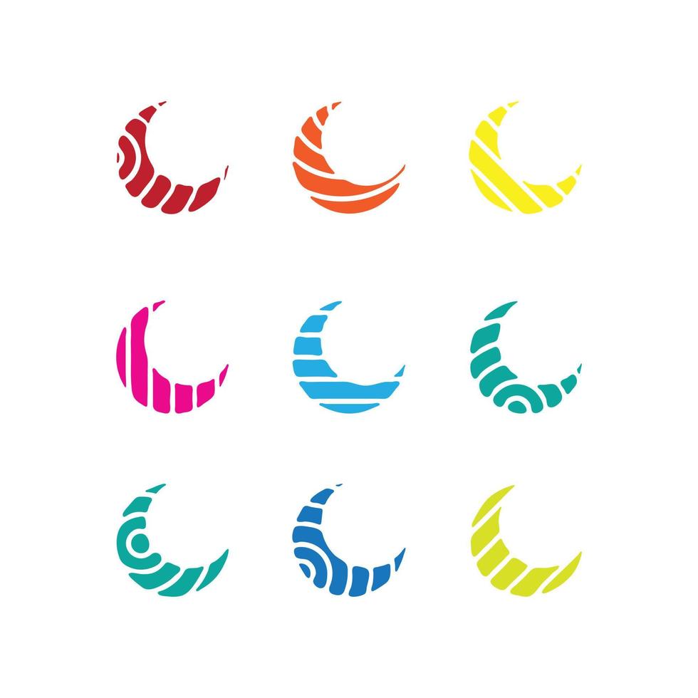 Collection of illustration moon crescent icon. vector