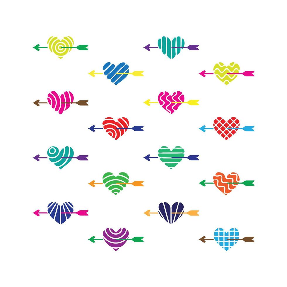 Collection of illustration heart with arrow icon. vector