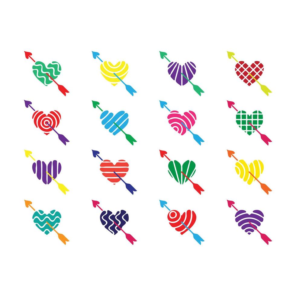Collection of illustration heart with arrow icon. vector
