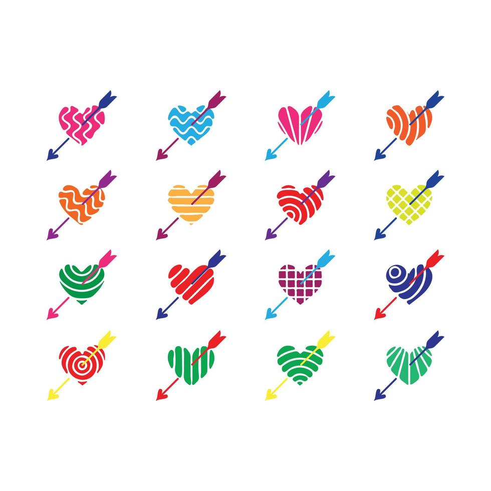 Collection of illustration heart with arrow icon. vector