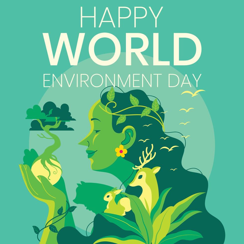 Mother Earth in World Environment Day vector