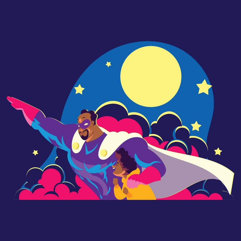 Boy with His Super Dad vector