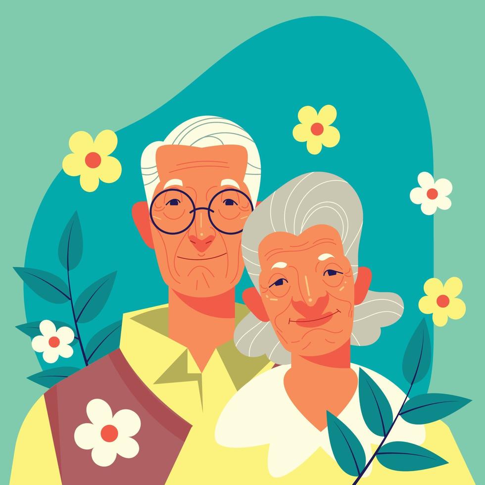 Romantic Old Couple in Yellow Dresscode vector